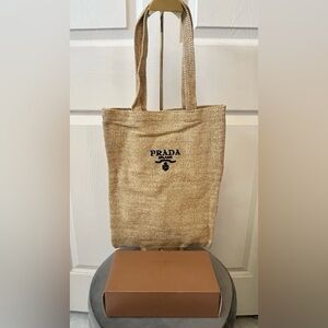 GWP Prada Straw Woven Tote Bag